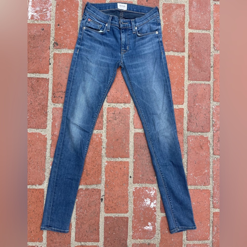 HUDSON MID RISE SKINNY STRETCHY JEANS